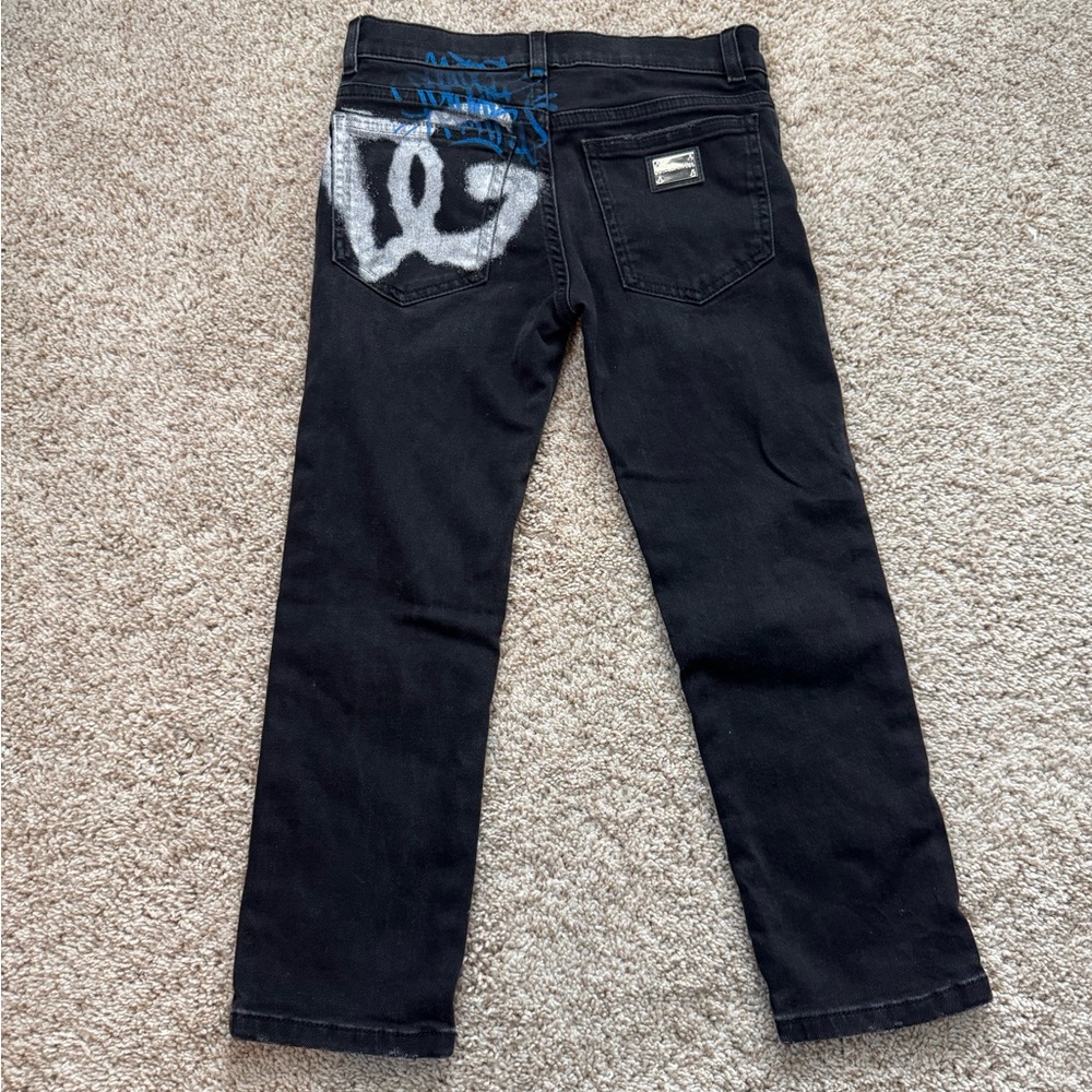 Authentic Dolce & Gabbana Kids Black Jeans with Blue Accents